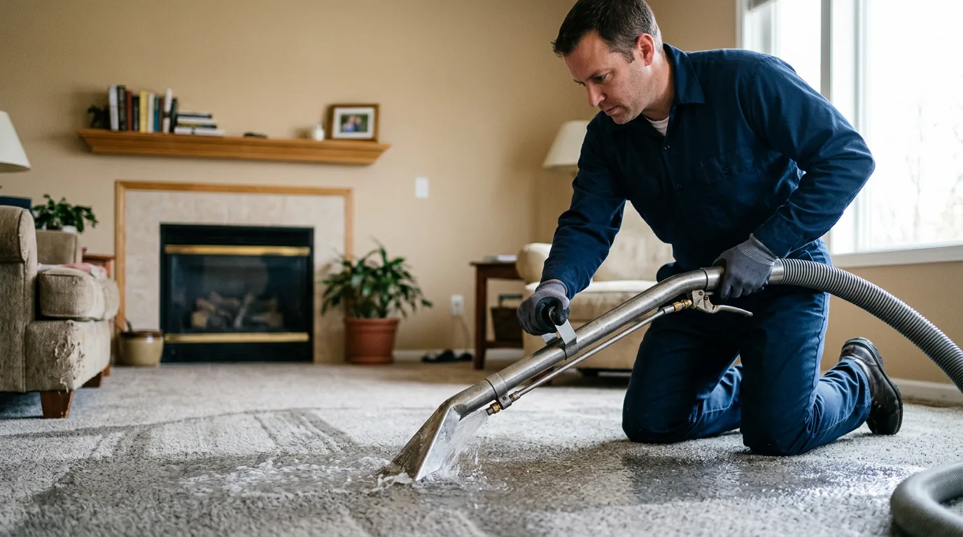 Water damage restoration technician working near Portsmouth, IA